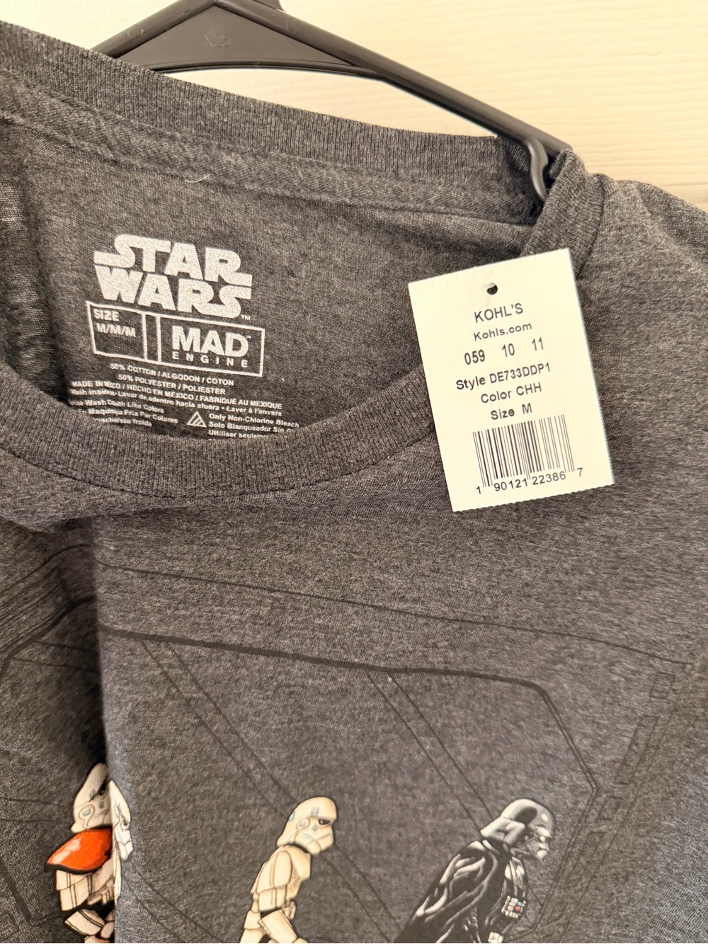 Star Wars Charcoal Gray Graphic Tee with Stormtrooper & Vader Art - Picture 2 of 3